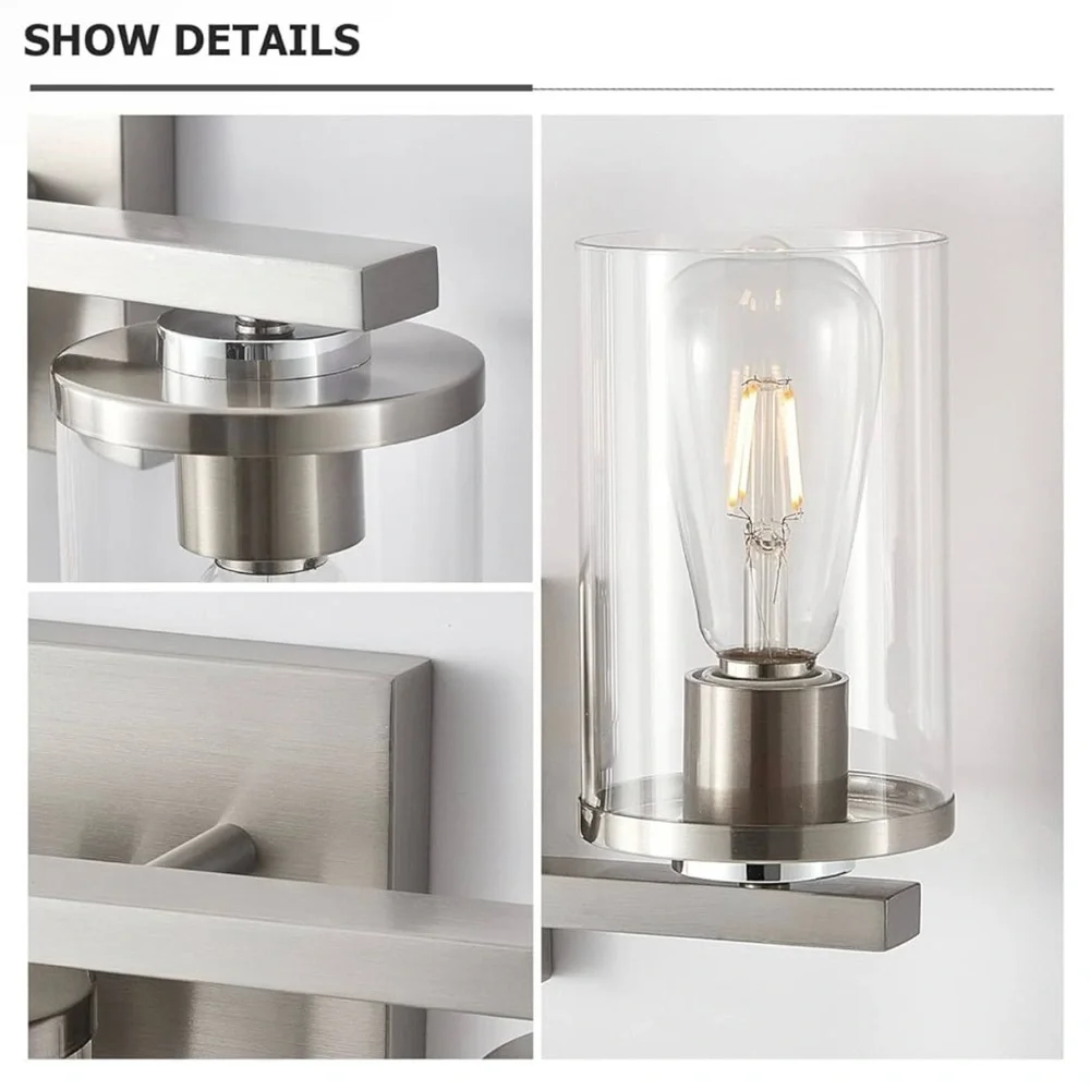 STAMBORD Bathroom Brushed Nickel Vanity 4-Light Fixture with Clear Glass Shades
